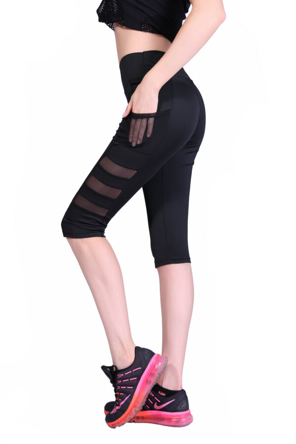 helisopus women in quick drying high waist pants pocket, elastic mesh sports leisure fitness that hot pants leggings - Image 2