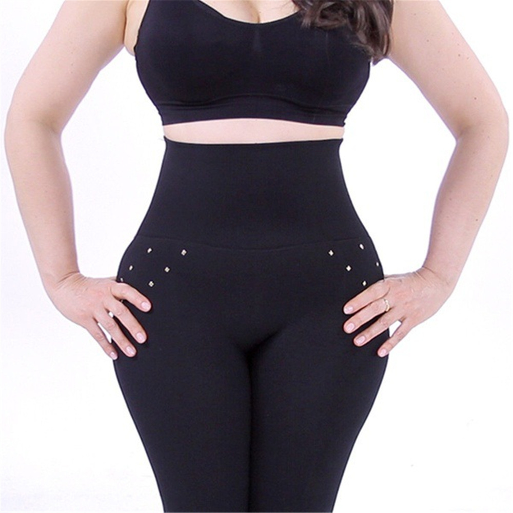 High-waisted Tight Pants Tummy Control Zipper Leggings for Women Seamless Breech with Diamond-studded Pants - Image 3