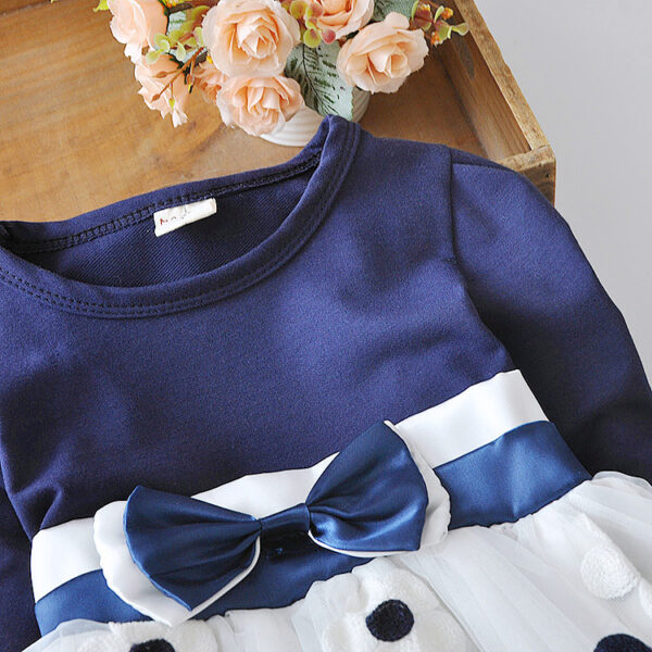 Flower bow long sleeve dress - Image 2