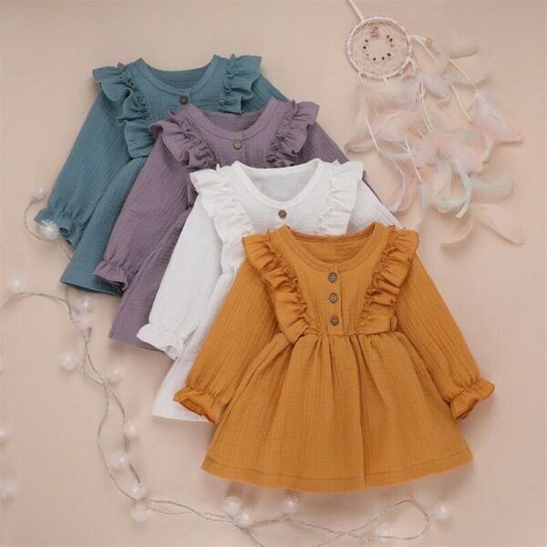 1-6Y Baby Girl Spring Dress With Ruffled Children - Image 4