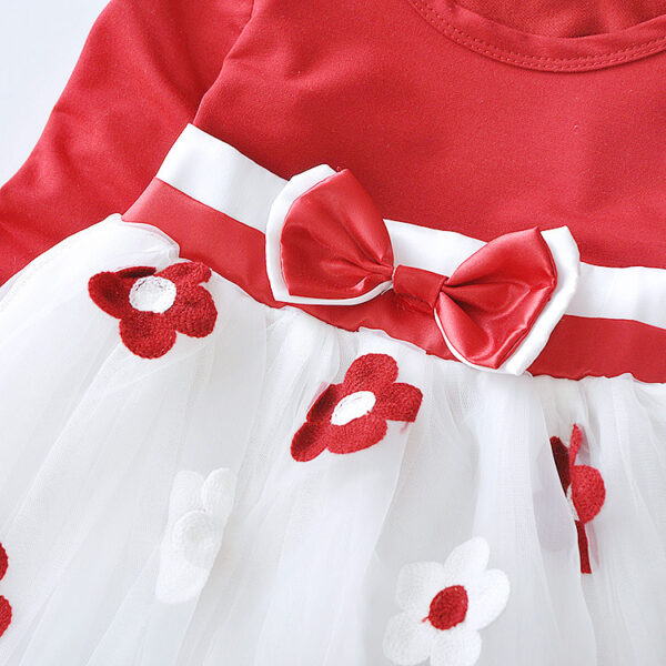 Flower bow long sleeve dress - Image 5
