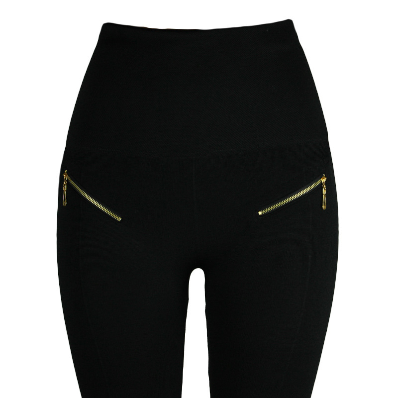 High-waisted Tight Pants Tummy Control Zipper Leggings for Women Seamless Breech with Diamond-studded Pants - Image 5