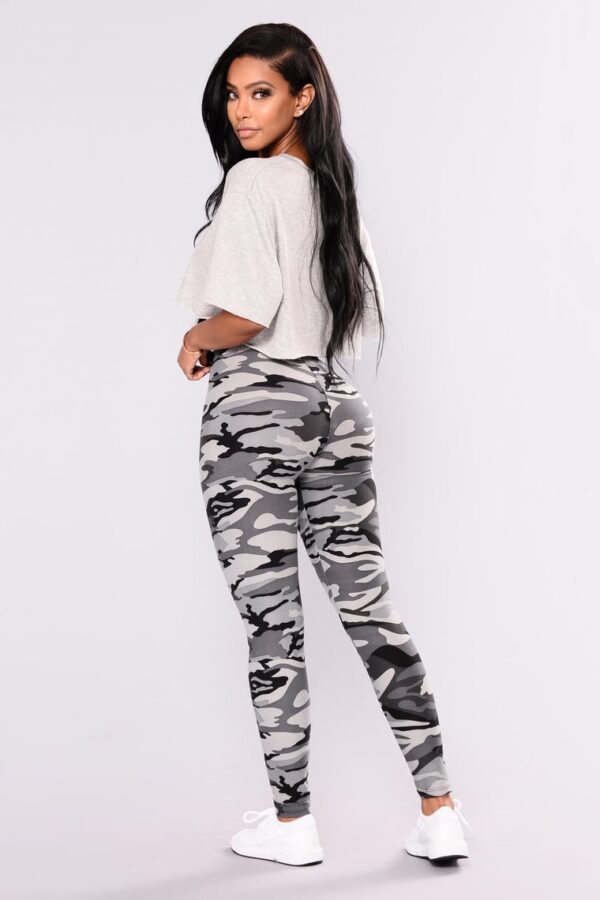 Camouflage Printed Grey Casual Legging Pants - Image 5