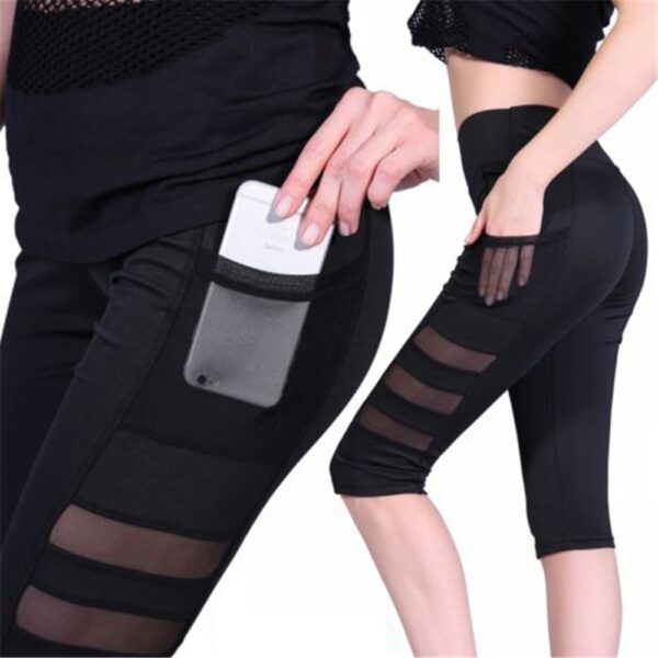helisopus women in quick drying high waist pants pocket, elastic mesh sports leisure fitness that hot pants leggings - Image 4