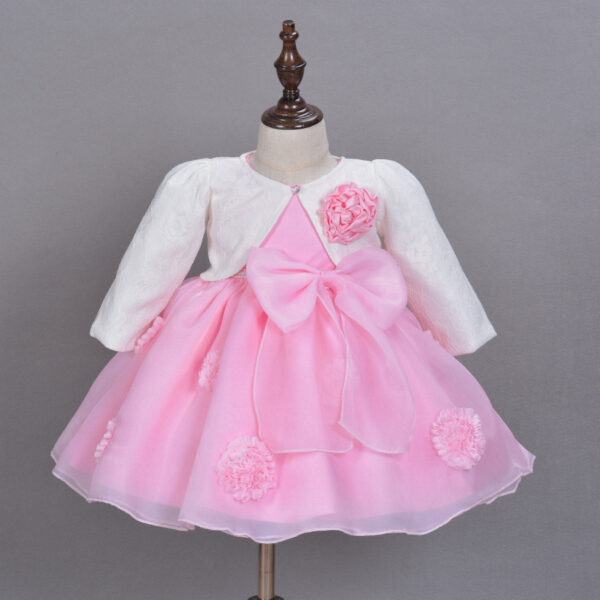 The Spring And Summer Of Years Old Female Infant Baby Child Princess Dress Girls DressPink Flower Girl Dress Skirt - Image 5