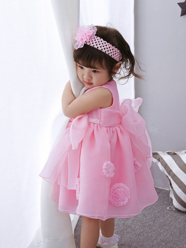 The Spring And Summer Of Years Old Female Infant Baby Child Princess Dress Girls DressPink Flower Girl Dress Skirt - Image 3