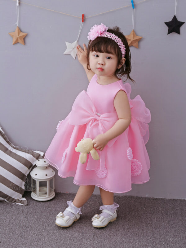 The Spring And Summer Of Years Old Female Infant Baby Child Princess Dress Girls DressPink Flower Girl Dress Skirt - Image 4