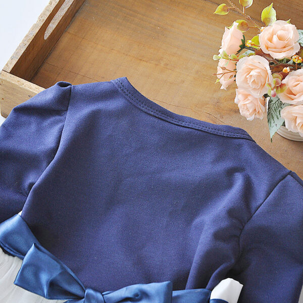 Flower bow long sleeve dress - Image 8