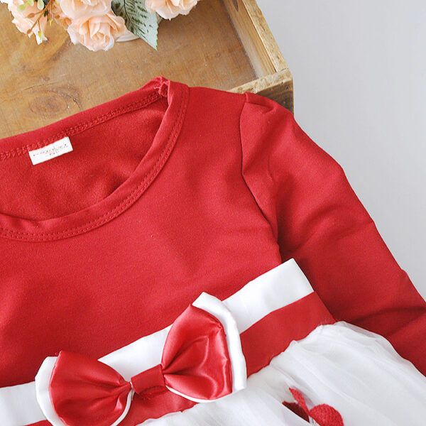 Flower bow long sleeve dress - Image 6