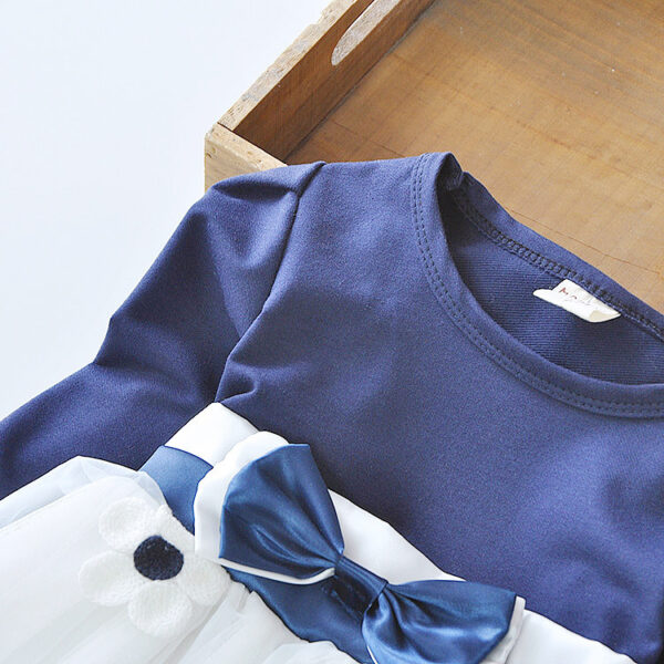 Flower bow long sleeve dress - Image 3