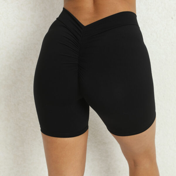 Back Waist Deep V-shaped Wrinkle Tight Yoga Shorts - Image 4