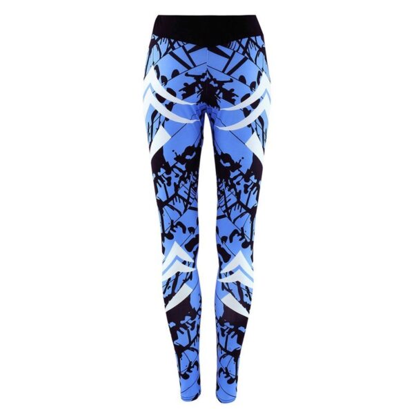 Dark Blue Printed Tight Gym Leggings - Image 6