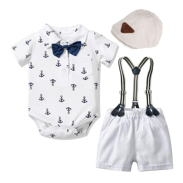 Baby Boy Gentleman Clothes Printed Triangle Romper - Image 2
