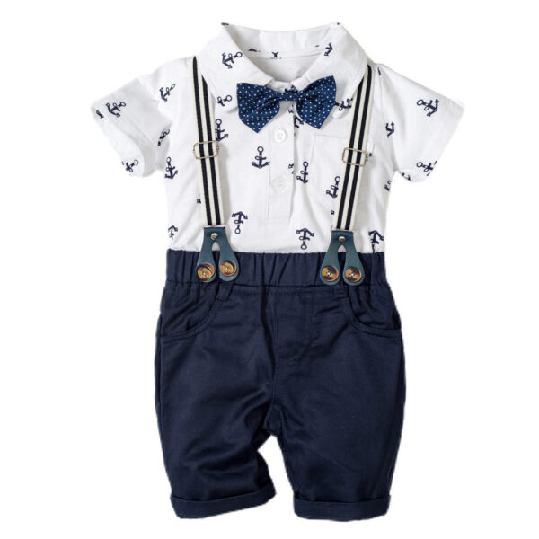 Baby Boy Gentleman Clothes Printed Triangle Romper - Image 5