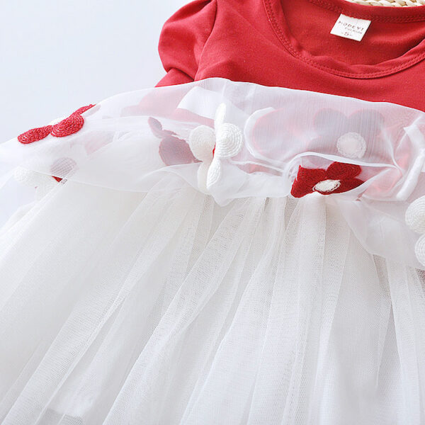 Flower bow long sleeve dress - Image 9