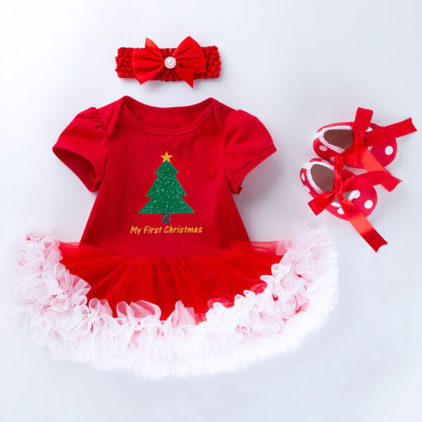 Baby Short Sleeve Cartoon Romper Mesh Dress - Image 8