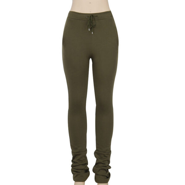 Elastic high-waist pleated drawstring slacks - Image 3