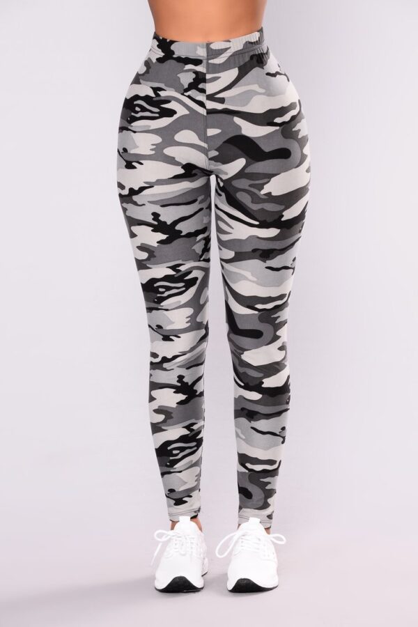 Camouflage Printed Grey Casual Legging Pants - Image 10