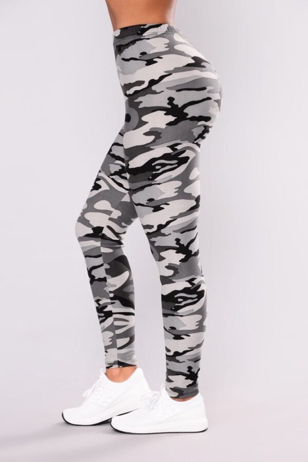 Camouflage Printed Grey Casual Legging Pants - Image 3