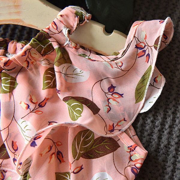 Kids Dress Girls Leaf Chiffon Sleeveless Holiday Bohemian - Image 8