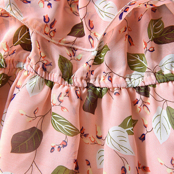 Kids Dress Girls Leaf Chiffon Sleeveless Holiday Bohemian - Image 7