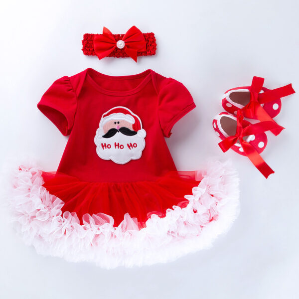 Baby Short Sleeve Cartoon Romper Mesh Dress - Image 4
