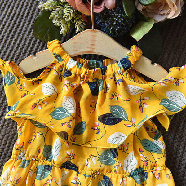 Kids Dress Girls Leaf Chiffon Sleeveless Holiday Bohemian - Image 6