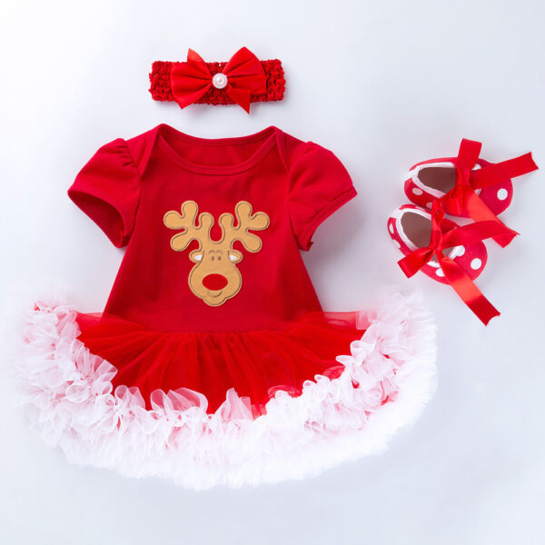 Baby Short Sleeve Cartoon Romper Mesh Dress - Image 2