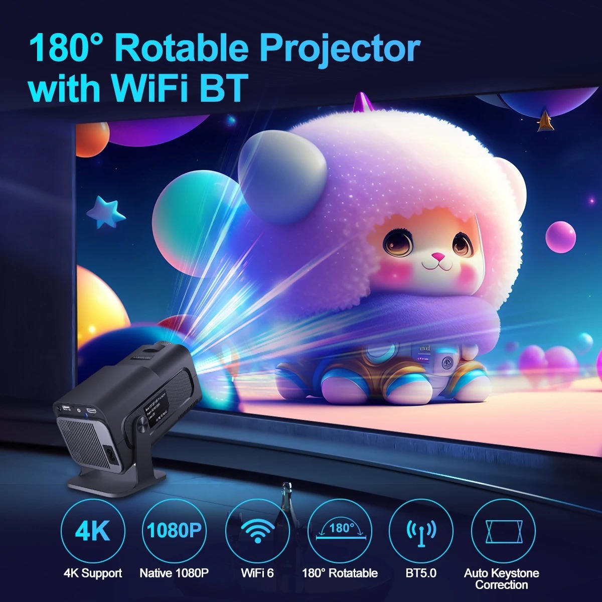Small Projector 4K Wireless WiFi Smart 5G Projector - Image 8