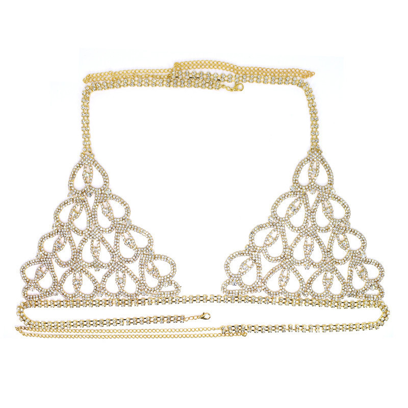 Sexy Body Chain Rhinestone Luxury Lingerie Set Ins Net Red Nightclub Love - Image 2