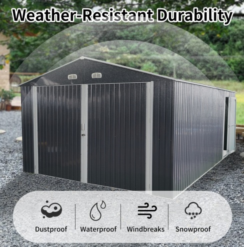 Spacious Outdoor Storage Shed This 13 20FT Outdoor Storage Shed Offers A Generous 250 Square Feet Of Floor Space, Perfect For Storing Trucks, Cars, Large Tools, And Lawn Equipment. With Double Front - Image 9