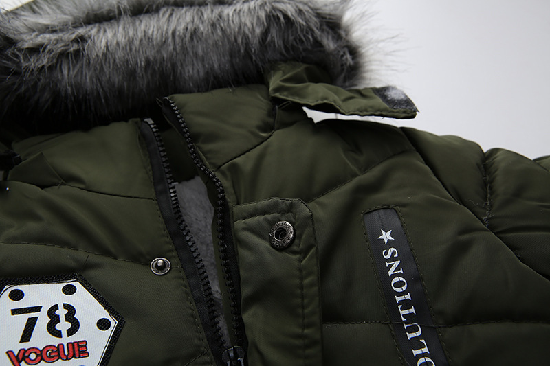 Fashion Boys Thicken Letter Print Hooded Cotton Jacket - Image 6