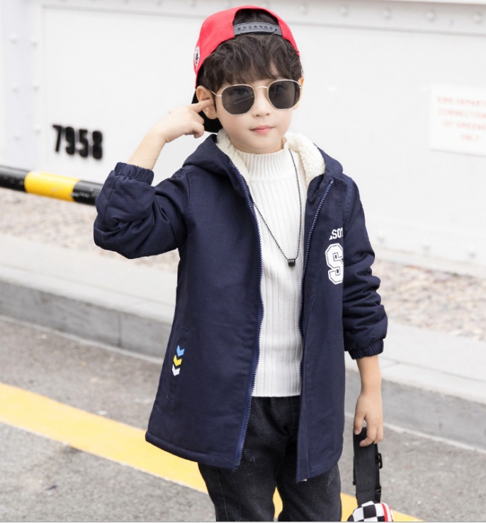 Children's jacket winter new plus velvet Korean version of the big children's tide loaded children's windbreaker boy casual children's clothing men - Image 6