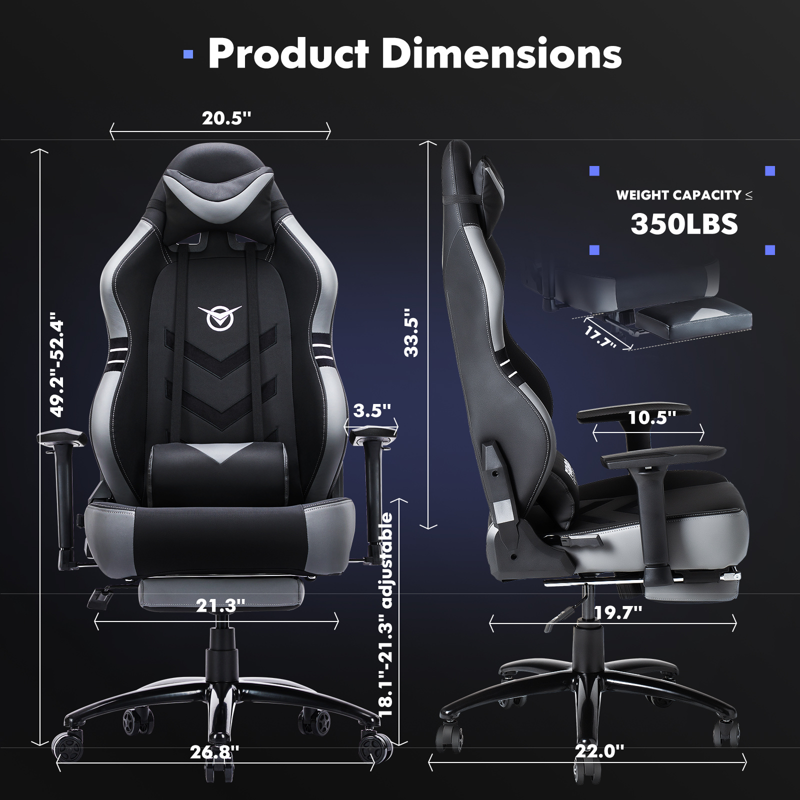 Tall Gaming Chair 350lbs Racing Computer Gaming Chair - Image 8