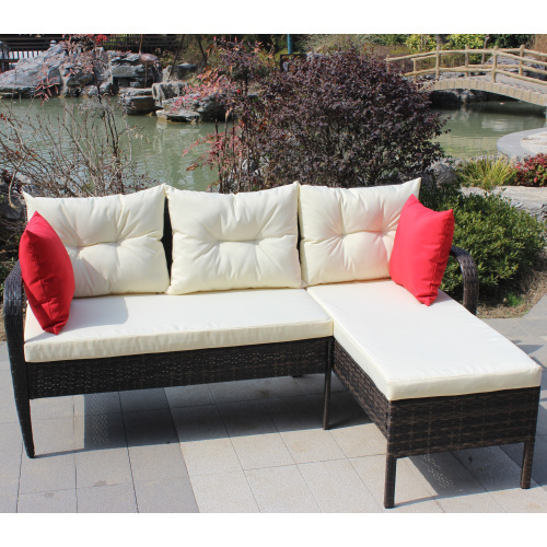 Outdoor Patio Furniture Sets 2 Piece Conversation Set Wicker Ratten Sectional Sofa With Seat CushionsBeige Cushion - Image 9