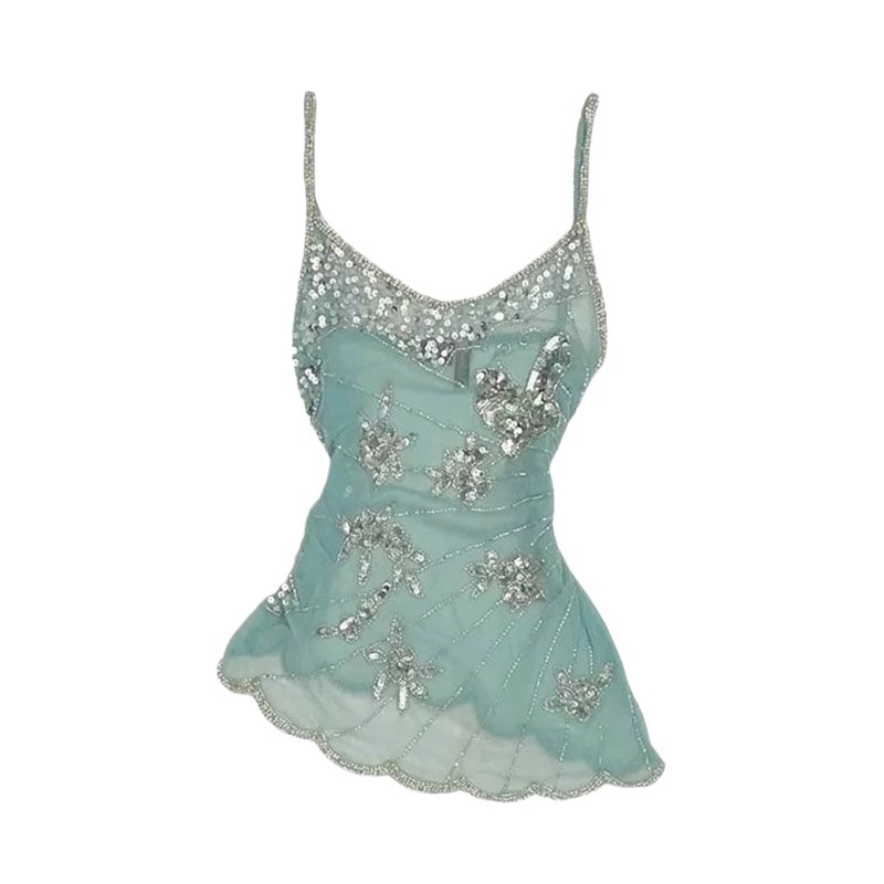 Irregular Sequin Gauze Camisole Slim Fit Versatile Top - Image 2
