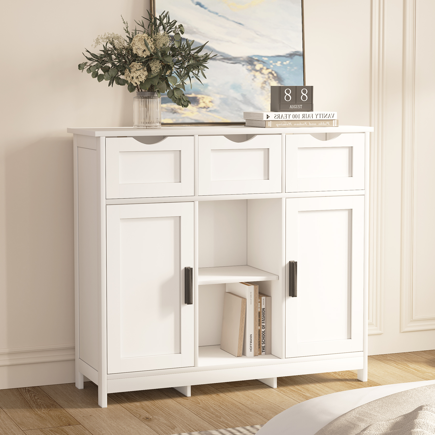 Cabinets With Drawers And Shelves, Living Room, Bedroom, Bathroom Decor Cabinets Furniture Home Decor - White - Image 5