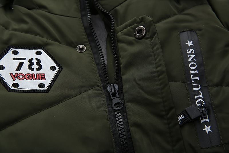 Fashion Boys Thicken Letter Print Hooded Cotton Jacket - Image 4