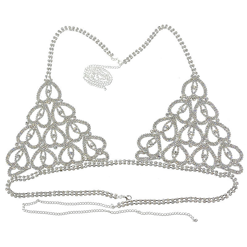 Sexy Body Chain Rhinestone Luxury Lingerie Set Ins Net Red Nightclub Love - Image 3