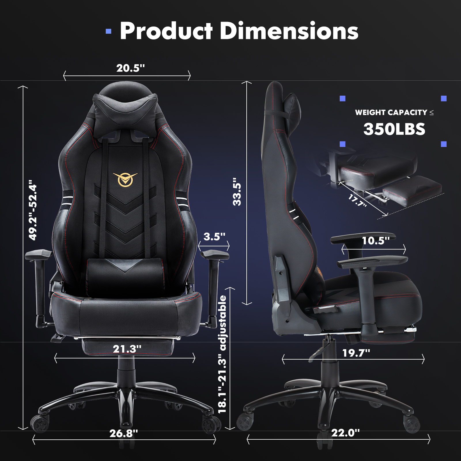 Tall Gaming Chair 350lbs Racing Computer Gaming Chair - Image 5