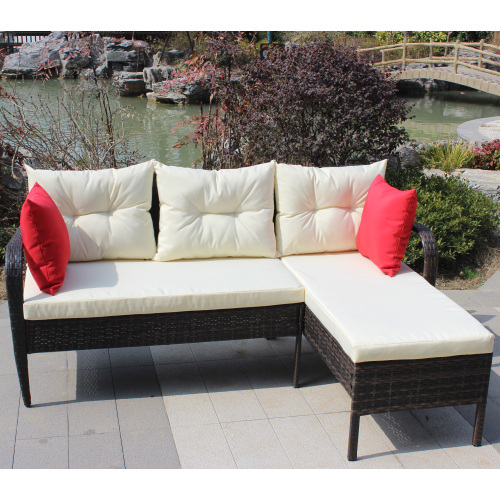 Outdoor Patio Furniture Sets 2 Piece Conversation Set Wicker Ratten Sectional Sofa With Seat CushionsBeige Cushion - Image 7