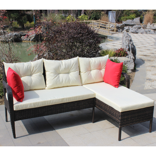 Outdoor Patio Furniture Sets 2 Piece Conversation Set Wicker Ratten Sectional Sofa With Seat CushionsBeige Cushion - Image 4