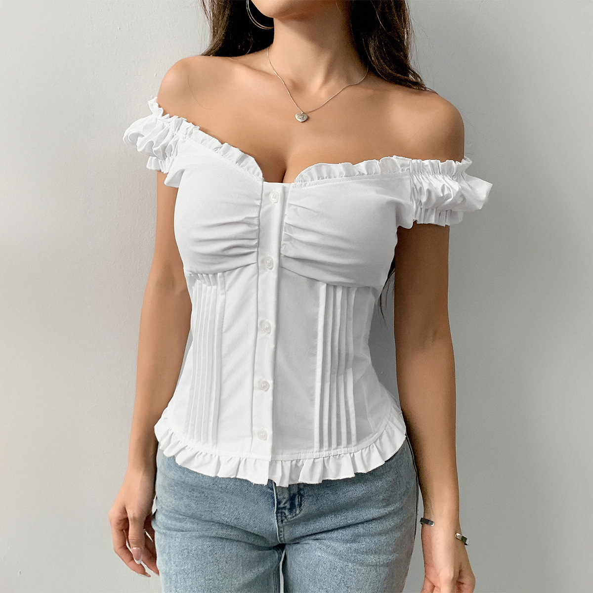 Women's Short-sleeved Wooden Ear Vest - Image 3