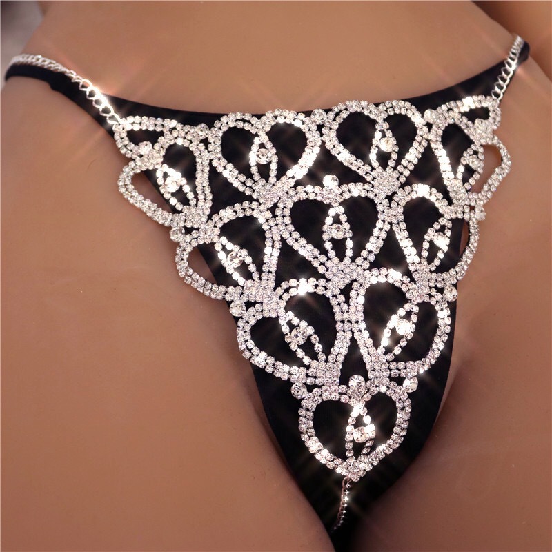 Sexy Body Chain Rhinestone Luxury Lingerie Set Ins Net Red Nightclub Love - Image 8