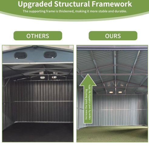 Spacious Outdoor Storage Shed This 13 20FT Outdoor Storage Shed Offers A Generous 250 Square Feet Of Floor Space, Perfect For Storing Trucks, Cars, Large Tools, And Lawn Equipment. With Double Front - Image 5