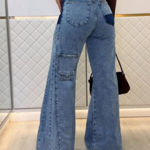 Trendy Light Blue High - Waisted Flared Jeans