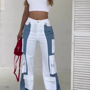 Contrast Pocket Cargo Jeans
